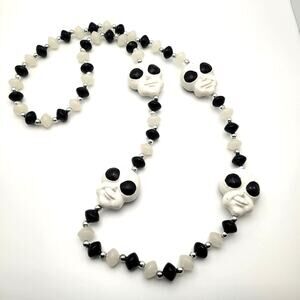 Alien Glow Rave Necklace Vintage 19" long White Black Silver Area 51